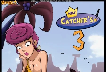 Purple-haired milf in revealing yellow top with large breasts and exposed cleavage against desert backdrop with birds