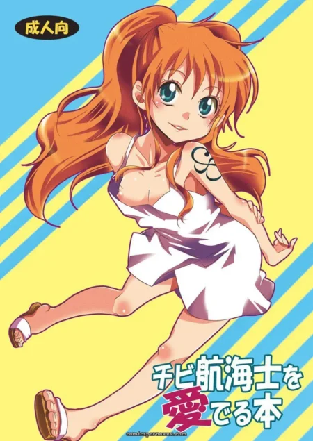 Orange-haired woman in white mini dress with exposed cleavage and spread thighs, dynamic pose, adult content.