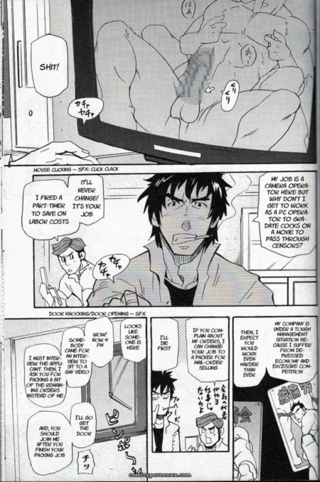 Uncle shoves cock deep into gagged man's ass during rough anal sex in comic panel