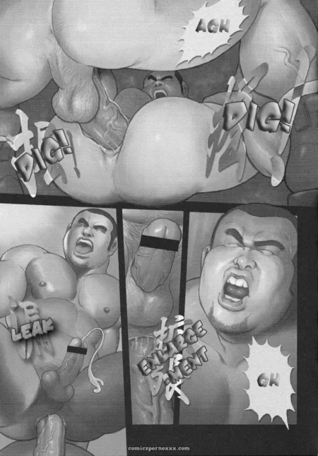 Bulging breasts crush a man's face as multiple penises ejaculate semen with DIGI and EXCELLENT sound effects