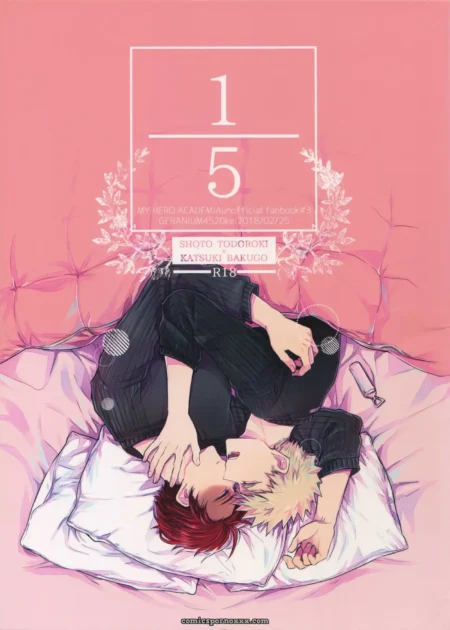 Red-haired man in black uniform fucks blonde on pink bed, thrusting hips while kissing deeply, hands gripping his face