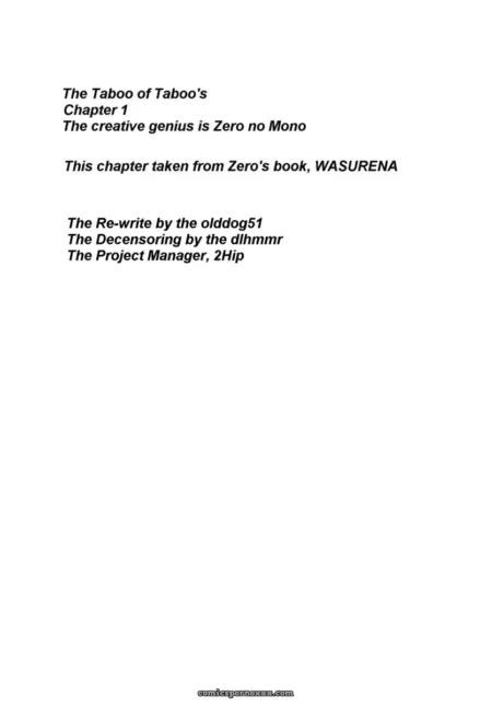Decensored text details explicit taboo sex acts in Zero's WASURENA Chapter 1 with raw, uncensored descriptions.