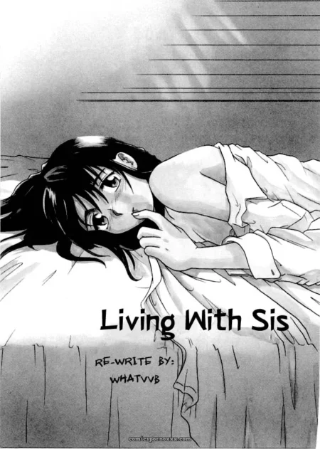 Woman in unbuttoned shirt exposing breasts lies on bed sucking finger with messy hair in Living With Sis by WhatVVB