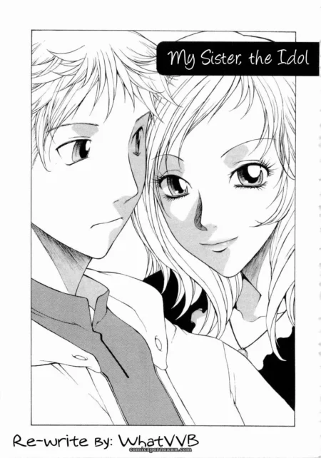 Male nuzzling female's neck, large breasts pressed against chest in sexual embrace from My Sister, the Idol Vol.1