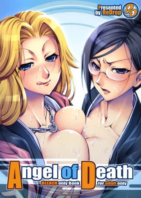 Chained blonde with large tear-streaked breasts next to dark-haired woman in glasses, both exposed and dripping wet
